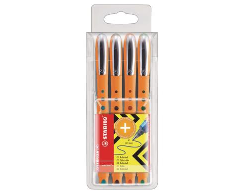 STABILO bionic worker medium Rollerball, 4er Etui, Farbe: gr�n, rot, blau, schwarz, Preisvergleich