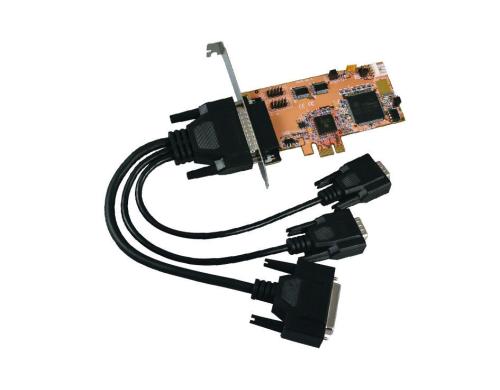 Bild exSys EX-44343, PCI-Express Card zu 2x Seriell und 1x Parallel, mit 2 x FIFO 16C950,