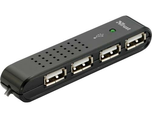 Trust HU-4440P, Mini USB-Hub 4Port, 2.0 ultrakompakter USB Hub, ideal für Notebooks