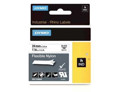 Dymo Rhino Schriftband, Nylon, weiss 24mm x 3.5m, unebene oder ebene Oberflächen