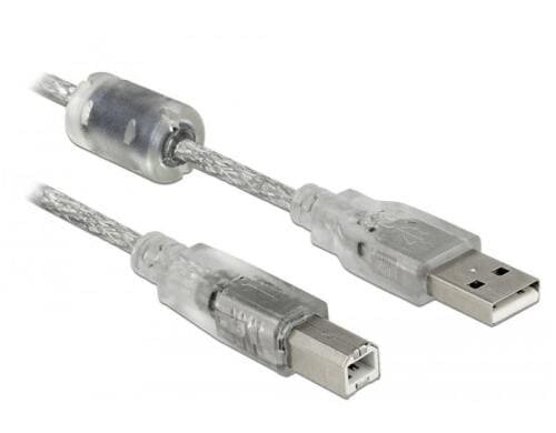 USB2-Kabel 0.5m A-B, Ferritkern Geeignet für Drucker u. Scanner,transparent