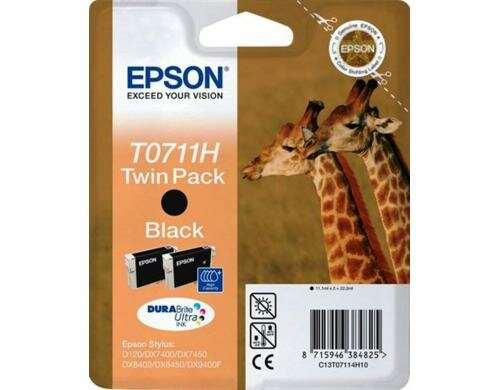 Tinte Epson C13T07114H10 Duo Pack schwarz zu Stylus Office D120/DX7400/7450, 2x 11.1m