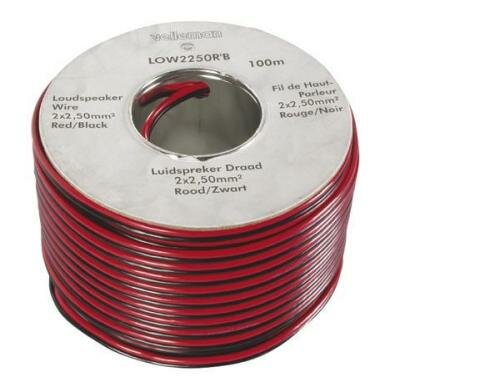 Velleman LOW2250RB Lautsprecherkabel 2x2.5mm² 100 m Rolle rot/sw