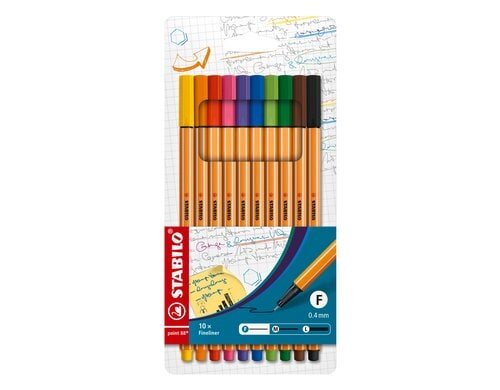STABILO point 88 10er Etui Farben: grün, rot, blau, schwarz, violett,