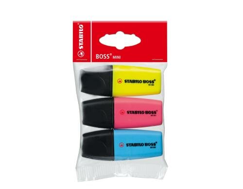 Stabilo BOSS Mini Leuchtmarke Inhalt: 3 Stk, Farben: gelb, blau, pink