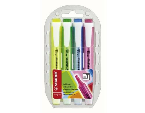 Stabilo swing cool Leuchtmarkierer 4er Etui Farben: gelb, blau, grün, pink