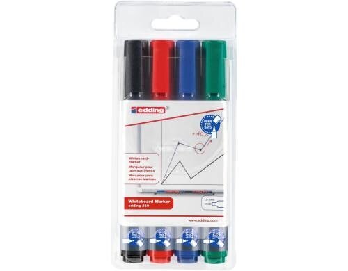 Edding Boardmarker 360 4er Etui Farben: schwarz, rot, blau, grün