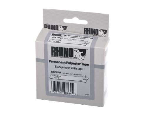 Dymo Rhino ID2 Schriftband, Polyester,weiss 9mm x 5.5m, für ebene Oberflächen