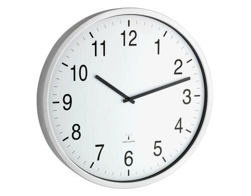 Funk Wanduhr XXL, silber-weiss 50.5cm Durchmesser