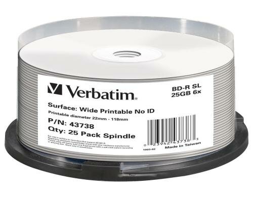Verbatim  BD-R 6x Single Layer 25GB Blu-ray Scratchguard plus, 25erSpindel