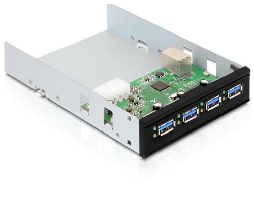 Delock USB 3.0 Hub intern 4 Port 3.5 inkl. 5.25 Rahmen und USB 3.0 Kabel
