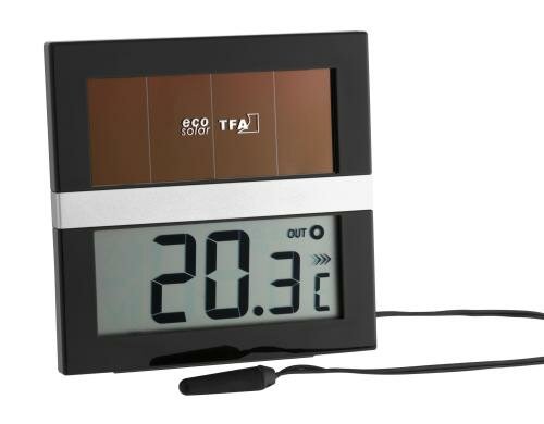 TFA Thermometer ECO SOLAR schwarz/silber