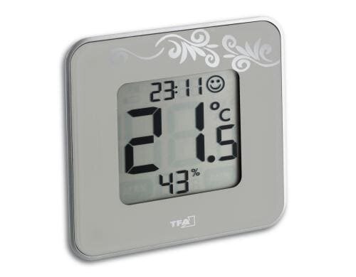 TFA Thermo-Hygrometer Style modernes Design, weiss mit Ornament