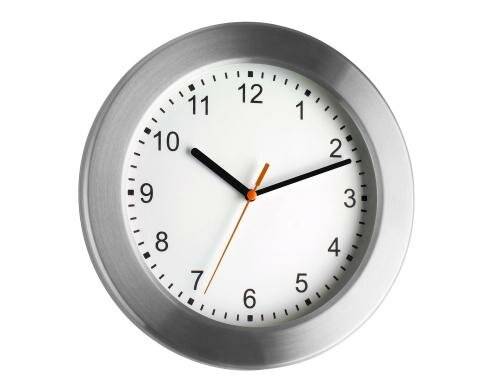 TFA Wanduhr, Gehäuse Aluminium gebürstet, Glasabdeckung, inkl. Batterie 1,5 V