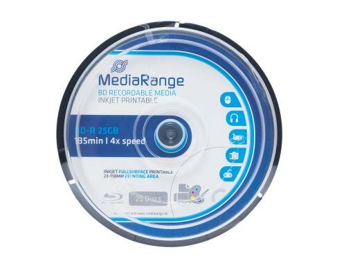 Mediarang BD-R 4x Single Layer 25GB 25er P. Blu-ray, Spindel, bedruckbar
