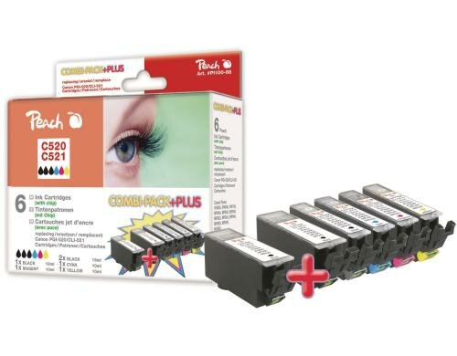 Peach Tinte Canon Combi Pack Plus m. Chip XL-Füllung CLI-521, 3xPGI-520