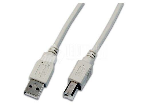 USB2.0-Kabel A-B: 120cm, bis 480Mbps AWG28, goldbeschichtete Kontakte, grau