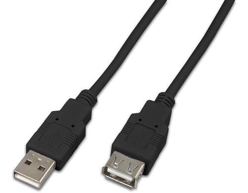 USB2.0-Kabel A-A: 100cm, bis 480Mbps Verlängerungskabel M/F, schwarz