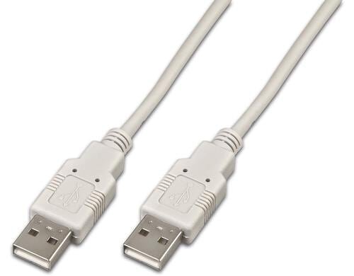 USB2.0-Kabel A-A: 200cm, bis 480Mbps Spezialkabel M/M, grau