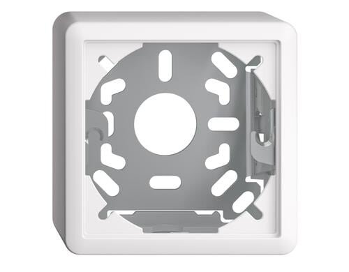 Feller EDIZIOdue Sockel 39mm, AP Kappe mit Befestigungsbügel, weiss