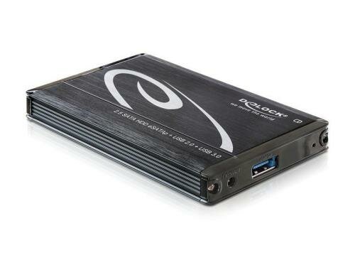 Delock 42488 2.5 Externes Gehäuse SATA HDD Multiport USB 3.0 + eSATAp, bis 9,5 mm HDD