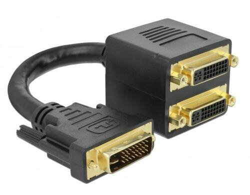 DVI-I Splitterkabel: 10cm, passiv, 10cm DVI (24+5) auf 2x DVI (24+5)