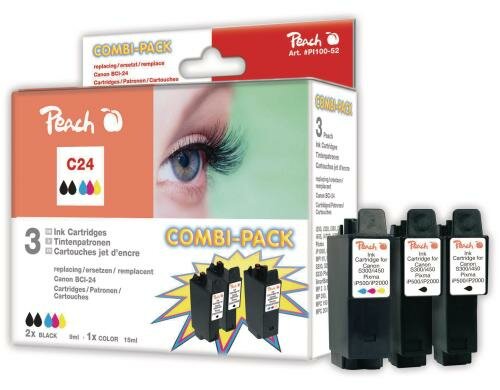 Peach Tinte Canon BCI-24 Combi Pack 2x bk 1x color zu S200/300