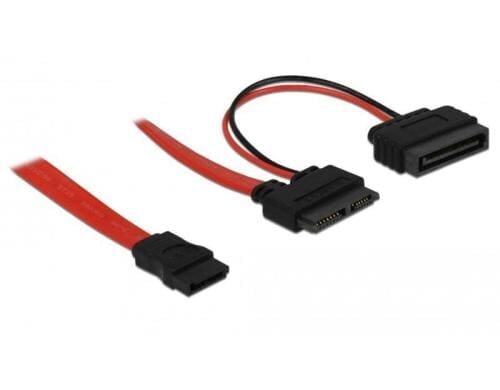 SATA2 Kabel für Slimline Geräte(ODD), 50cm SATA+Power, 7+6 Pin Anschluss, 5 Volt SATA