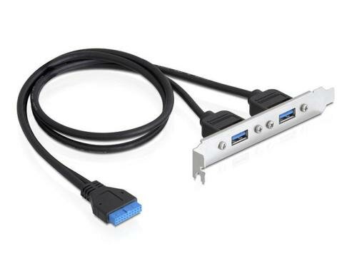 Delock 82963 Slotblech USB 3.0 Pin Header 19 Pin 1 x intern > 2 x USB 3.0-A