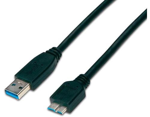 Wirewin USB3.0 Kabel, 0.5m, A-Micro-B für USB3.0 Geräte, bis 5Gbps, schwarz
