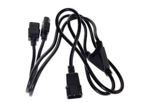 Verlängerungs-Netzkabel 230V: 1.6 Meter Kaltgerätestecker, schwarz, Y-Kabel