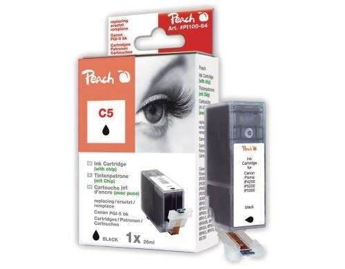 Peach Tinte Canon PGI-5bk black mit Chip zu iP 5300/5200/5200R, 26ml