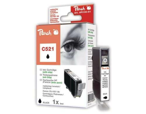 Peach Tinte Canon CLI-521bk black XL zu iP 4700/4600/3600, 10ml