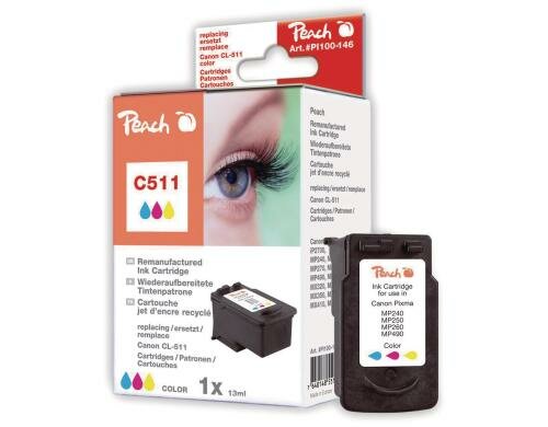 Peach Druckkopf Canon CL-511 color zu IP 2702/2700, 12.8ml 385 Seiten