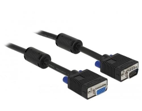 Monitorverlängerungskabel VGA, M/F, 5 Meter Stecker-Buchse, 2xFerritkern, 15Pin