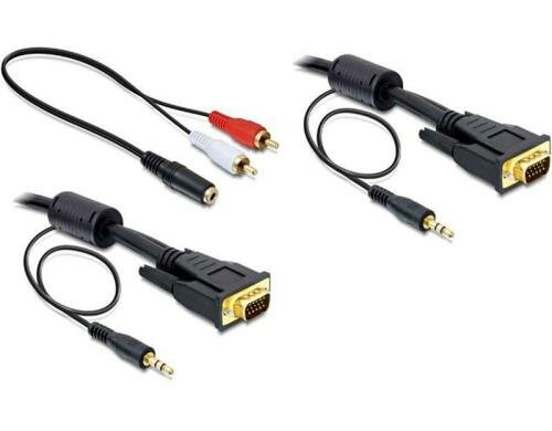 Monitorkabel VGA, M/M, 5 Meter mit Audio Stecker-Stecker, 2xFerritkern, 15Pin