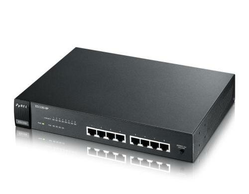 ZyXEL ES1100-8Pv2: 8Port PoE Switch 100Mbit 4Ports PoE, 4Ports non-PoE, lüfterlos