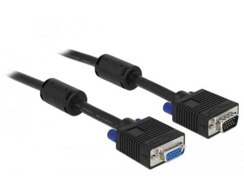 Monitorverlängerungskabel VGA, M/F, 2 Meter Stecker-Buchse, 2xFerritkern, 15Pin