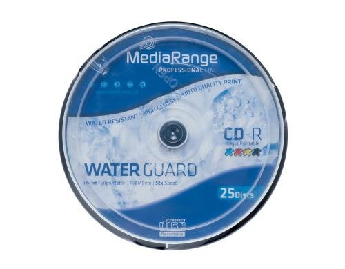 Mediarange CD-R 700MB/80Min, 25er Spindel bis 52-fach, bedruckbar, waterguard