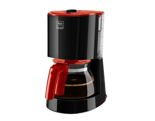 Melitta Enjoy Filterkaffeemaschine schwarz-rot, 1.25 Liter Glaskanne
