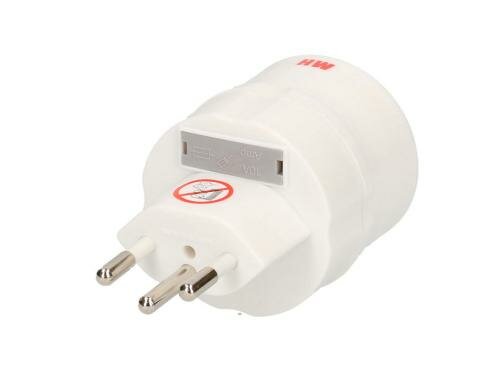 Reiseadapter 3-Pol Deutsch auf Stecker Schweiz weiss