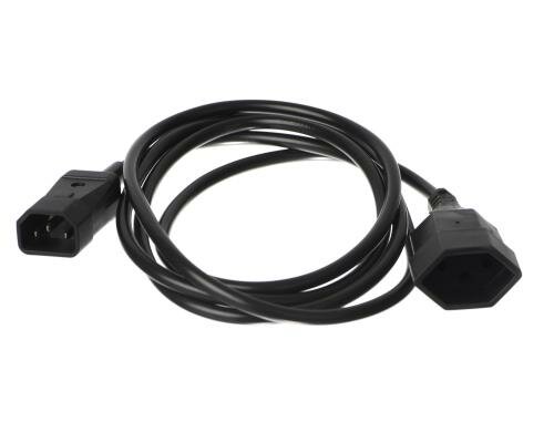 Verlängerungs-Netzkabel 2 m C14 / T13 3x1mm2, schwarz