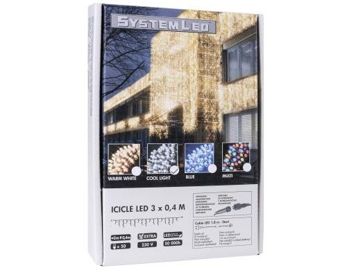 Star Trading SystLED Icicle 3x0.4m SM 13, 4W, 50 LED weiss, Kabel schwarz