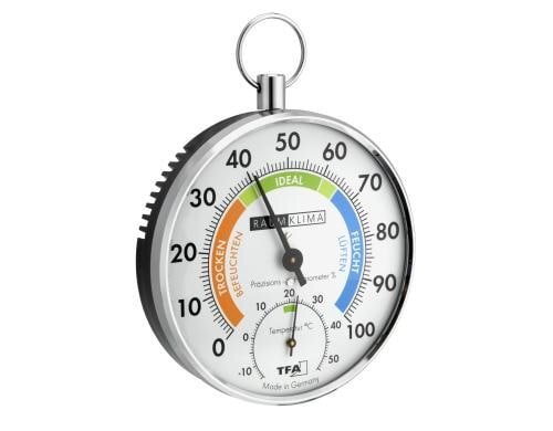 TFA Thermo-Hygrometer, Haar-Synthetik mit farbigen Komfortzonen, verchromt