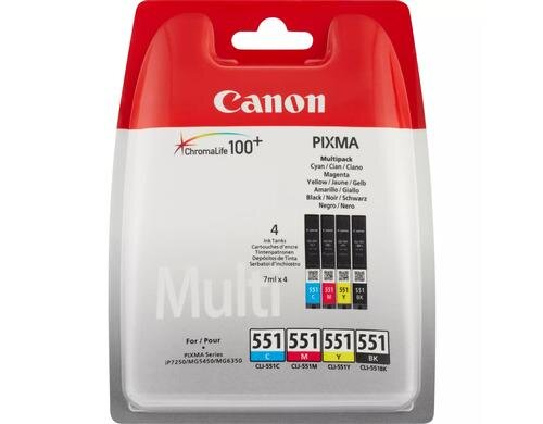 Tinte Canon CLI-551 Multipack 4x7ml PIXMA MG5450/MG6350/iP7250