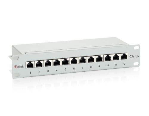 equip 10 Patchpanel: 12 Port, 1HE, grau Cat.6, zu 10 Wandschrank
