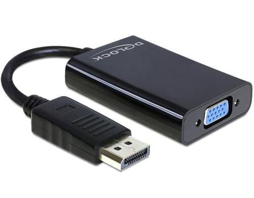 Monitoradapter DP zu VGA, schwarz, Audio Verstärkung via USB-Strom optional möglich