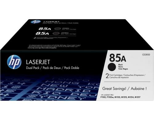 HP Toner 85A - Black 2er-Pack (CE285AD) Seitenkapazität 2x ~ 1600 Seiten