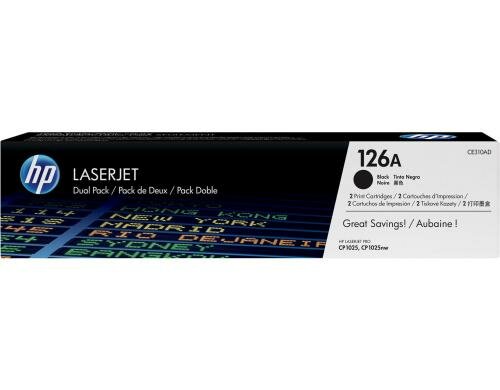 HP Toner 126A - Black 2er-Pack (CE310AD) Seitenkapazität ~ 2x 1200 Seiten