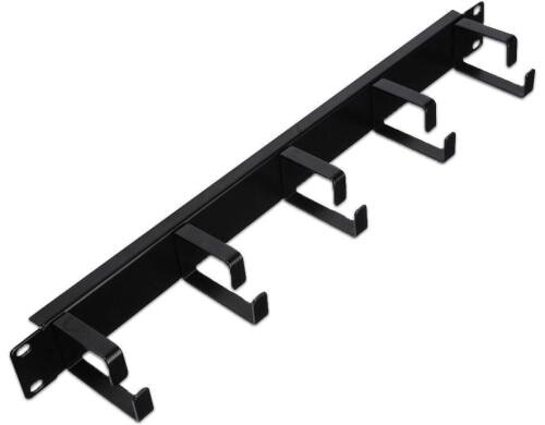 19 WIREWIN 1HE Kabelführungspanel mit 5 Metallringen, schwarz